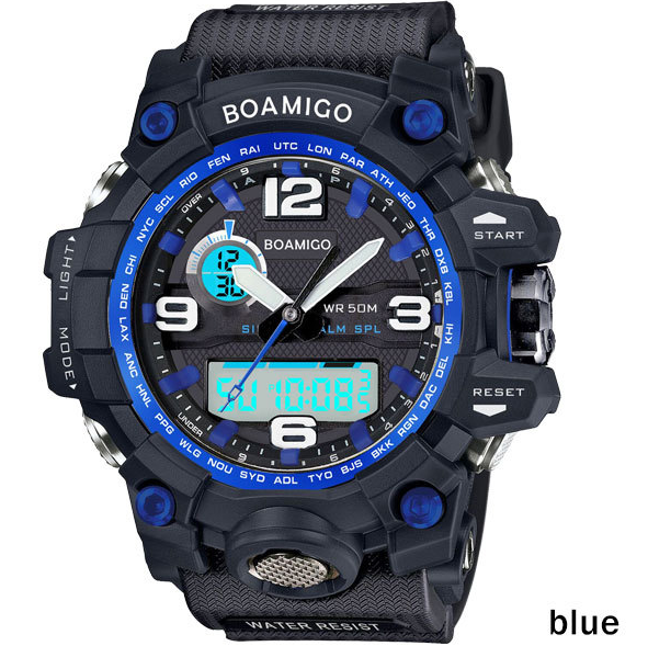 PHOENIXES™ BOAMIGO brand men sports watches dual display analog digital LED Electronic quartz watches 50M waterproof swimming watch F5100