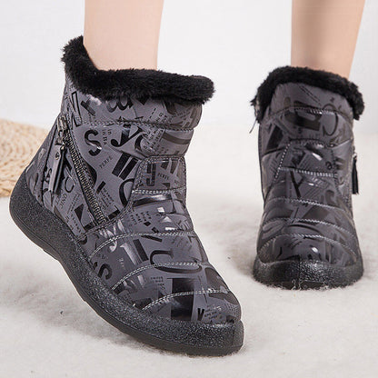 PHOENIXES™ Letter Print Boots Winter Warm Plush Snow Boot Women Shoes