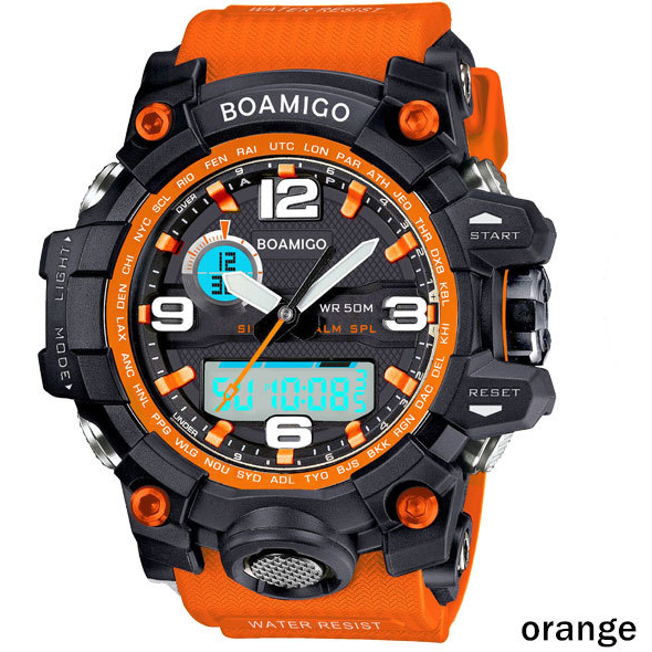 PHOENIXES™ BOAMIGO brand men sports watches dual display analog digital LED Electronic quartz watches 50M waterproof swimming watch F5100