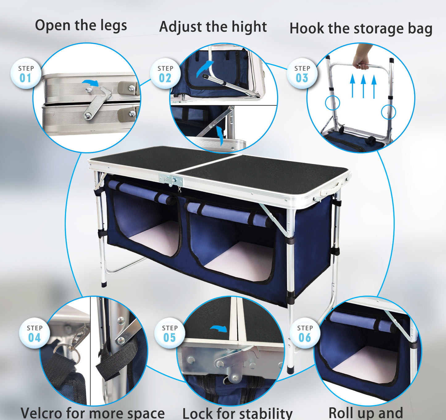 PHOENIXES™ Popular Camping Folding Table With Cloth Cabinet