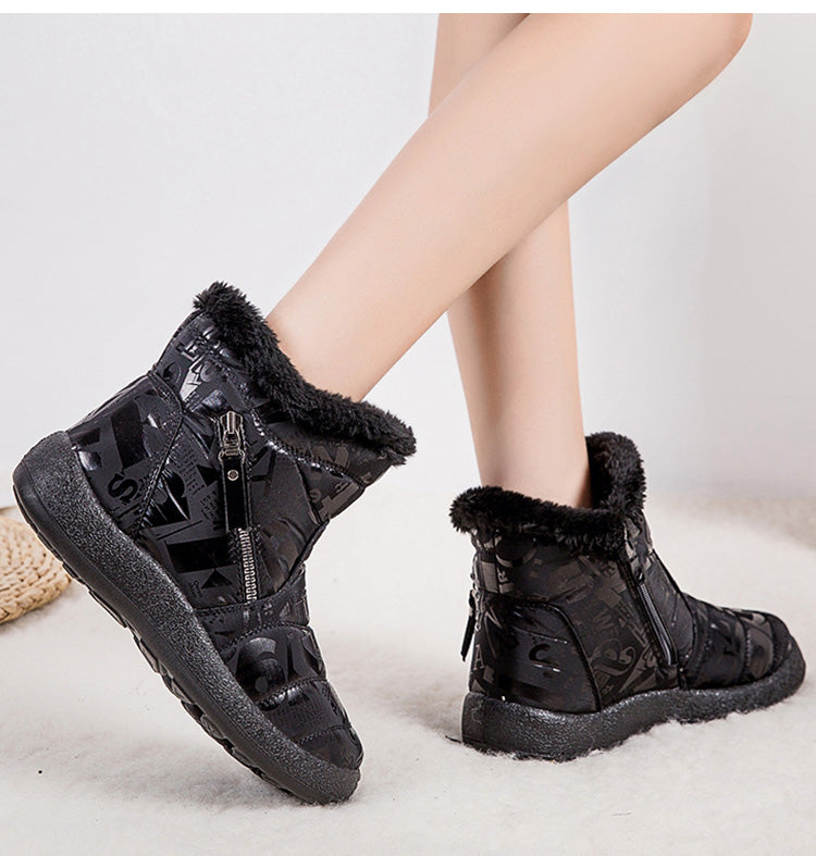 PHOENIXES™ Letter Print Boots Winter Warm Plush Snow Boot Women Shoes