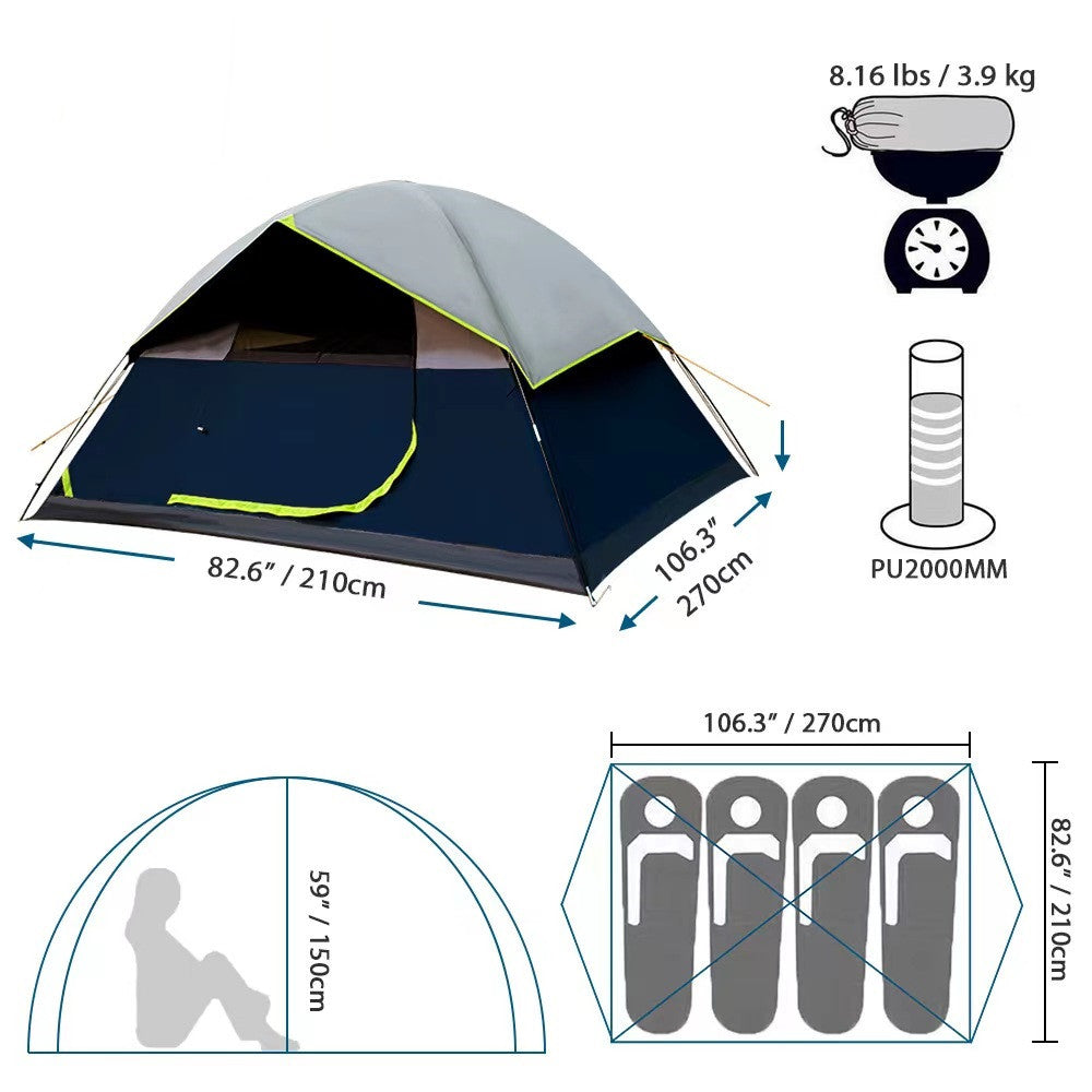 PHOENIXES™ 4 Person Black Coated Darkroom Tent For Camping Family  Tents