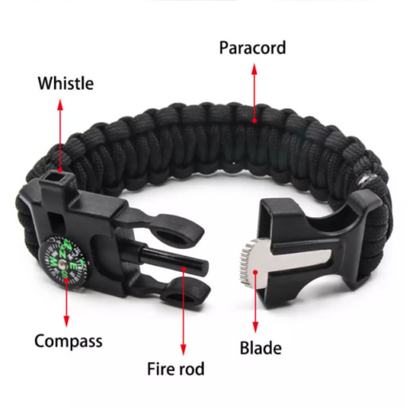 PHOENIXES™ Emergency Paracord Bracelets, Survival Bracelet With Embedded Compass Whistle Survival Fire